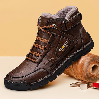 Men's Warm Winter Ankle Boots - Durable Handmade Lace-Up Chukas