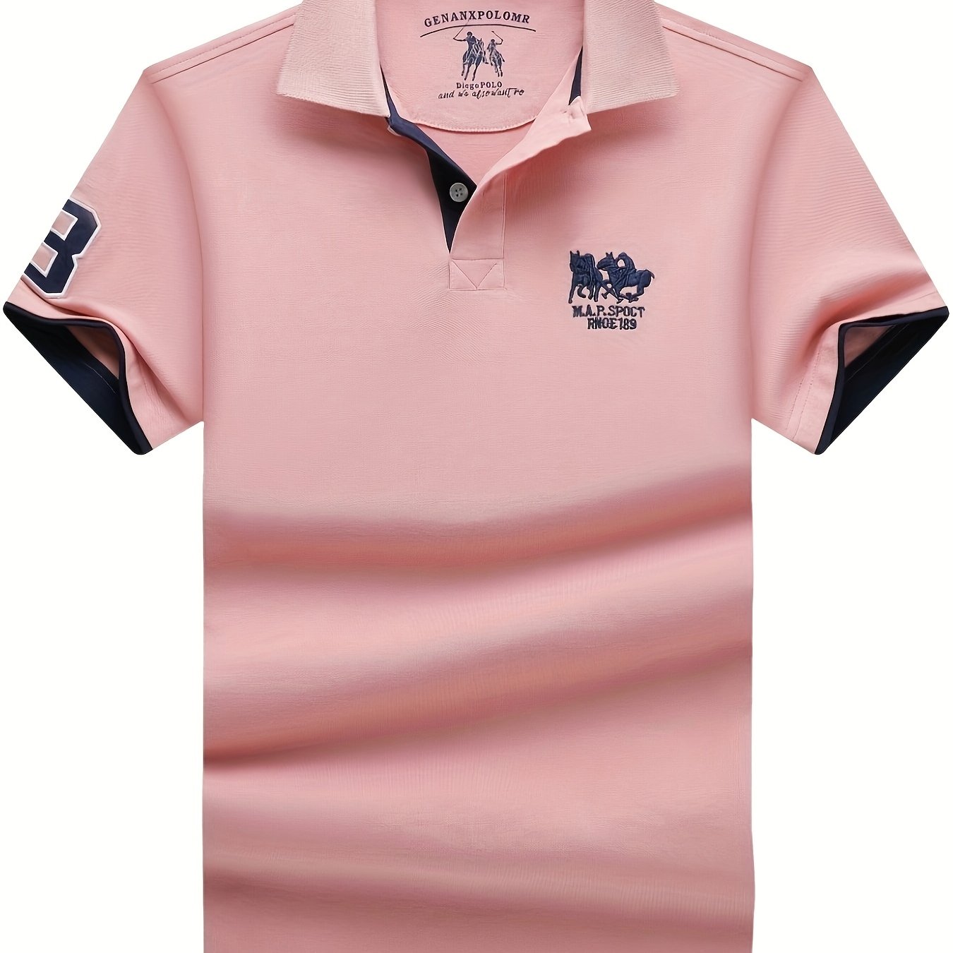 Men'S Short-Sleeve Polo Shirt with 95% And Embroidered Design - ayq