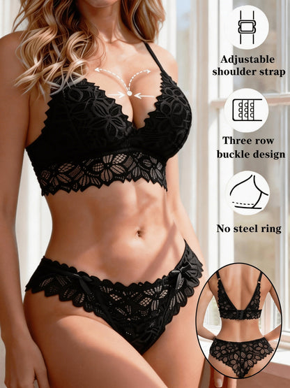 Sexy Wireless Lace Lingerie Set with Removable Padding