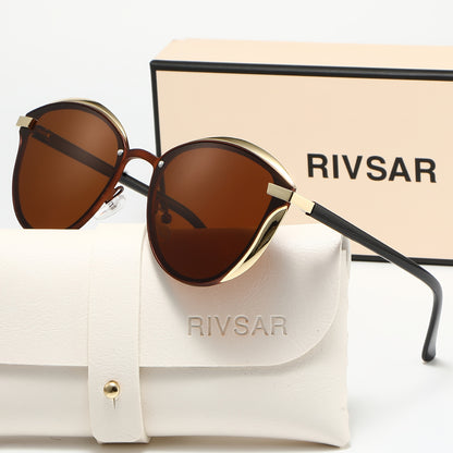 Unisex Cat Eye Polarized Sunglasses Lightweight Metal Frame
