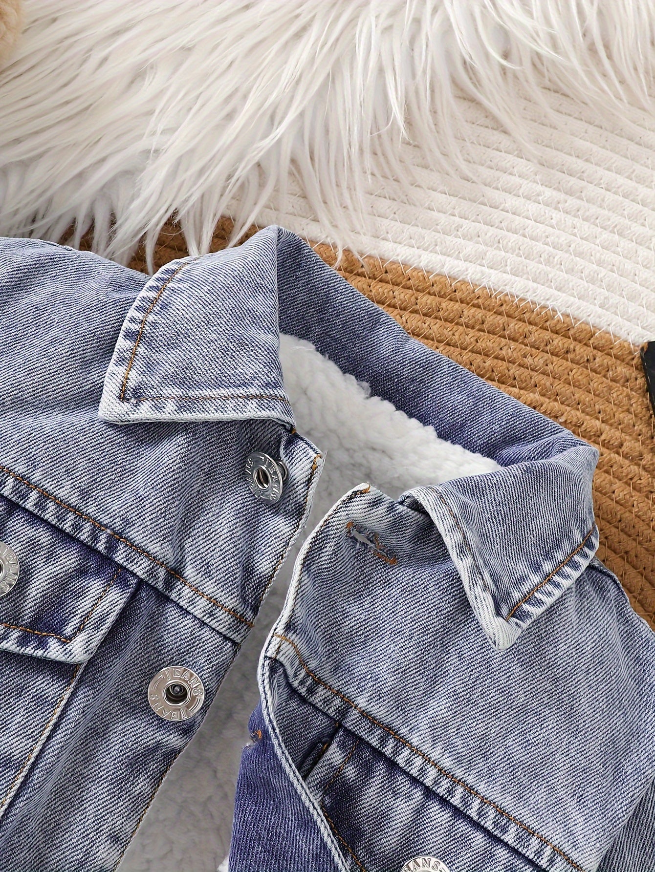 Baby Girl Fall Winter Denim Fleece Jacket Coat