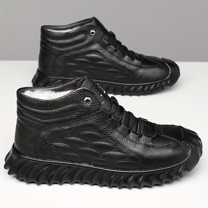 Men's Fleece-Lined Waterproof Ankle Boots for Winter Casual Wear