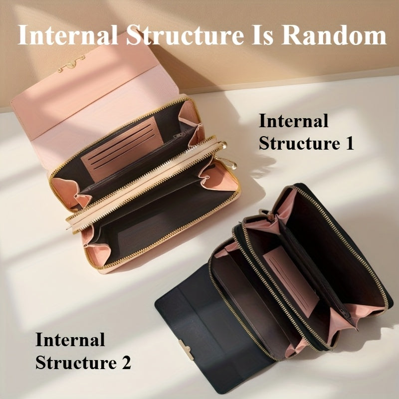 Women'S Shoulder Bag, New Multifunctional Wallet for Women, Zip Closure, Detachable Shoulder Strap, Can Be Used As a Shoulder Or Crossbody Bag, Medium-Length Clutch, Phone Bag, Coin Purse, with 3 Card Slots + Phone Compartmen