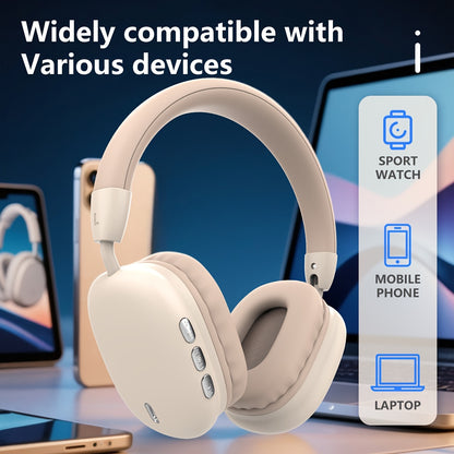Wireless Headphones with Head-Mounted Design and Long Battery Life