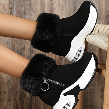 Women's Mid-Calf Boots, Winter New Arrival Thick-Soled Fleece-Lined Warm Short Ankle Boots with Extra Padding