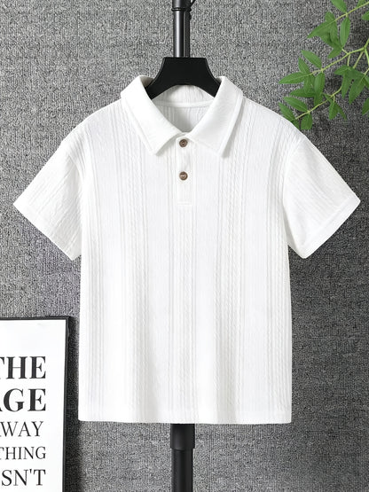Boys' Casual Knitted Jacquard Short-Sleeve Top