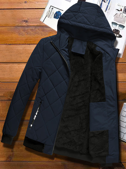 Men's Hooded Fleece-Lined Winter Jacket Casual Coat