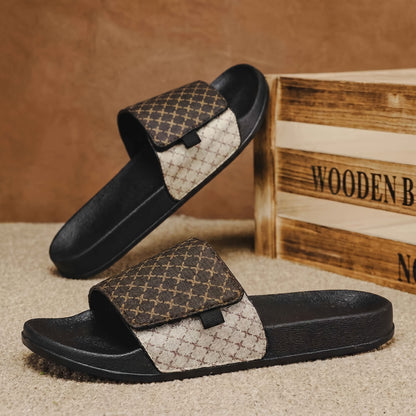 Men's Casual High Contrast Slides with Textured EVA Footbed