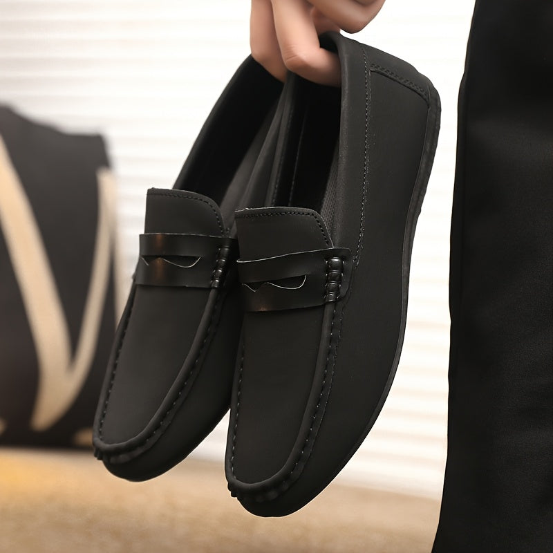 Men's PU Round-Toe Casual Loafers, Light and Comfortable