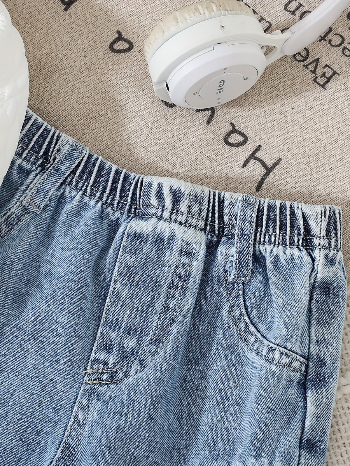 Cute Baby Boy Fall Set: Bear Sweatshirt & Denim Jogger Pants - ayq