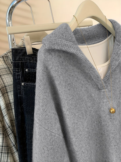 Vintage V-Neck Pullover Sweater for Women - Soft Fall Knit