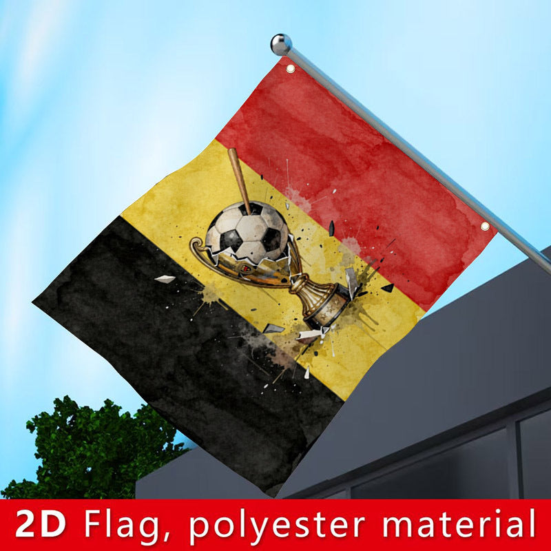 Belgian Soccer Flag with Trophy & Ball Design, 3x5 ft Polyester