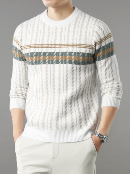 Men'S Stylish Thick Knit Sweater for Autumn And Winter, a New Casual Pullover for Warmth