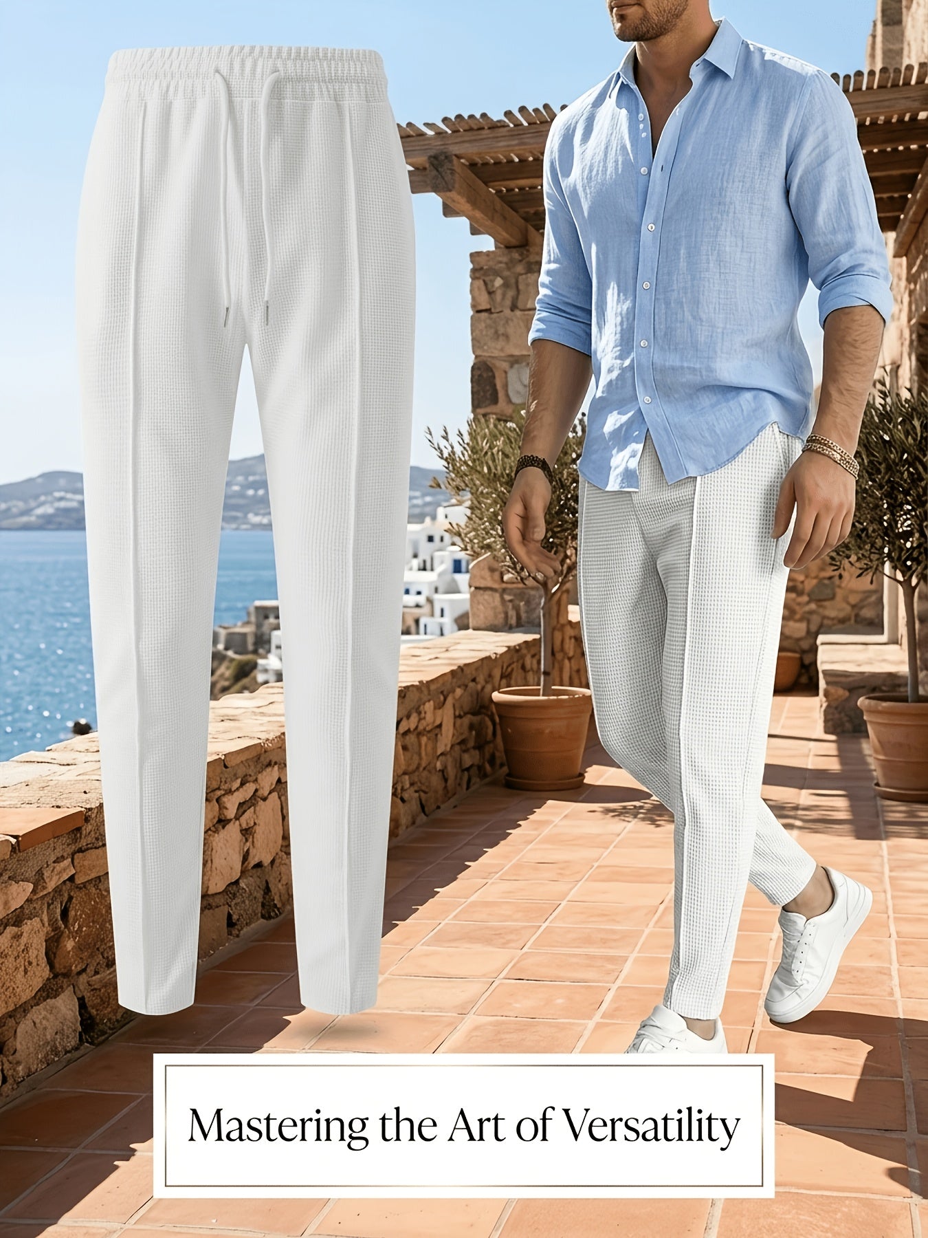 Men's Slim Fit Waffle Joggers with Elastic Waistband