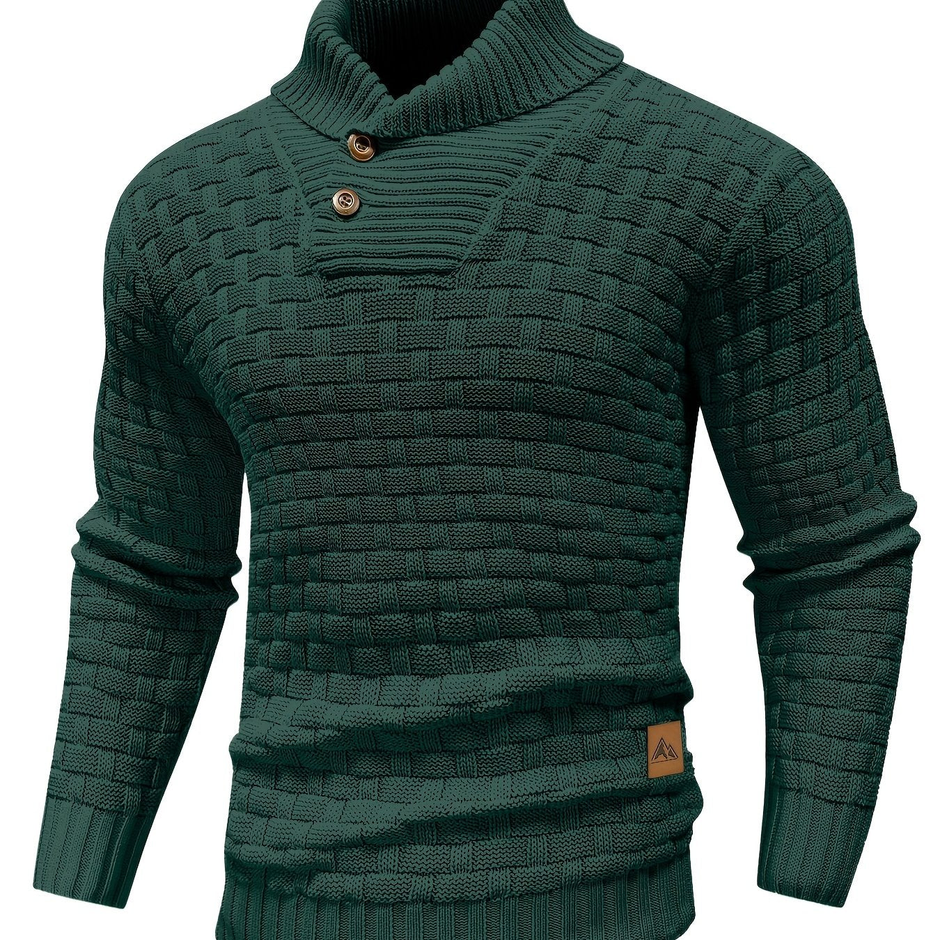 Men's Casual Waffle Pattern High Stretch Sweater, Chic Mature Pullover Sweater For Fall Winter