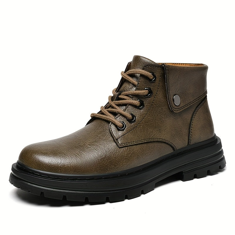 Men's Vintage Short Ankle Boots with Split Leather Upper