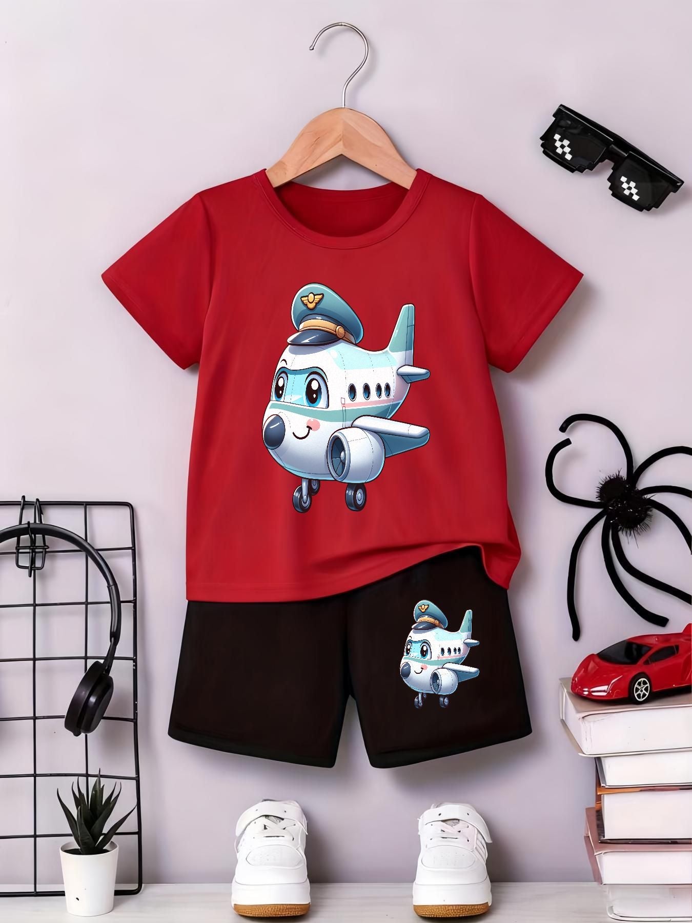 Baby Boy Summer T-Shirt & Shorts Set with Airplane Print