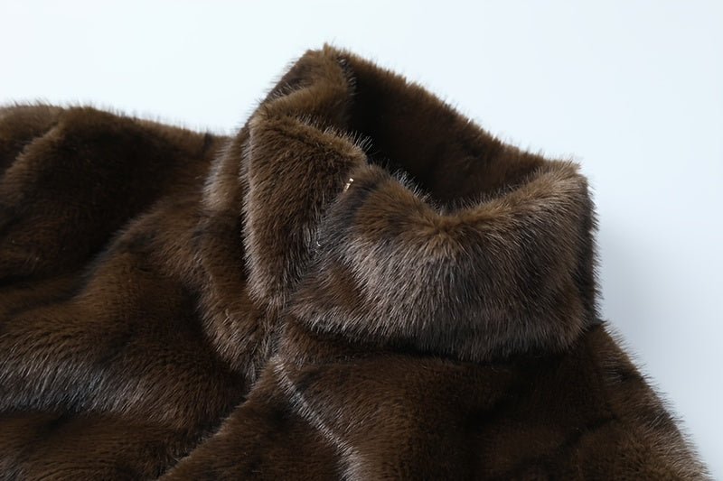 Men'S Winter Jacket - Brown & Black Color Block Coat with Stand-Up Collar, Zipper Closure, Non-Stretch Fabric for Formal & Everyday Cold Weather - Luxury Outerwear for Office, Parties, Casual Outfits, Party Attire, Sophistica