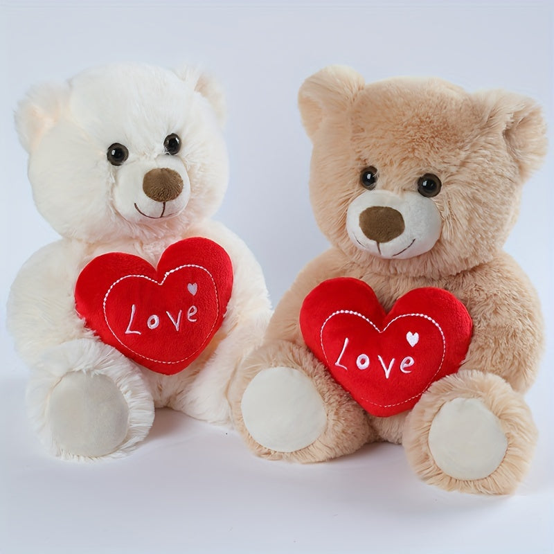 26cm/10.23in Love Heart Bear & Dog Stuffed Animal Love Bear with Heart Soft Plush Toy for Kids & Adults Chirstmas Valentine's Day Gift, Love Gift for Mom, Girlfriends, Baby