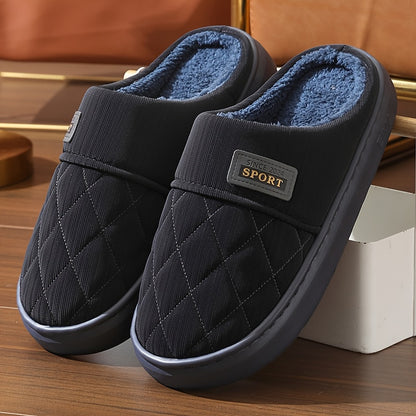 Men's Winter Oversized Slippers with Plush Lining & EVA Sole
