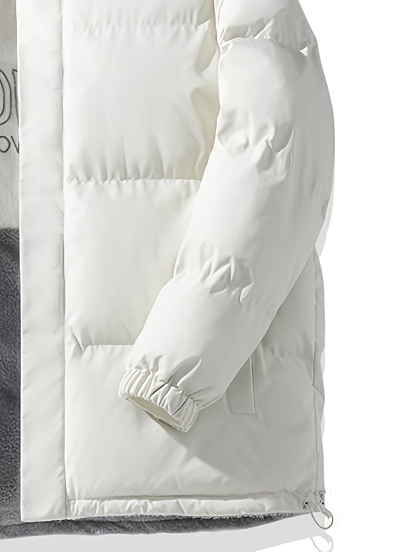 Men'S Double-Sided Fleece-Lined Thickened Jacket - Casual Stand Collar with Letter Print, Regular Fit, Pockets, Polyester Fill, Versatile for Fall/Winter, Winter Jacket