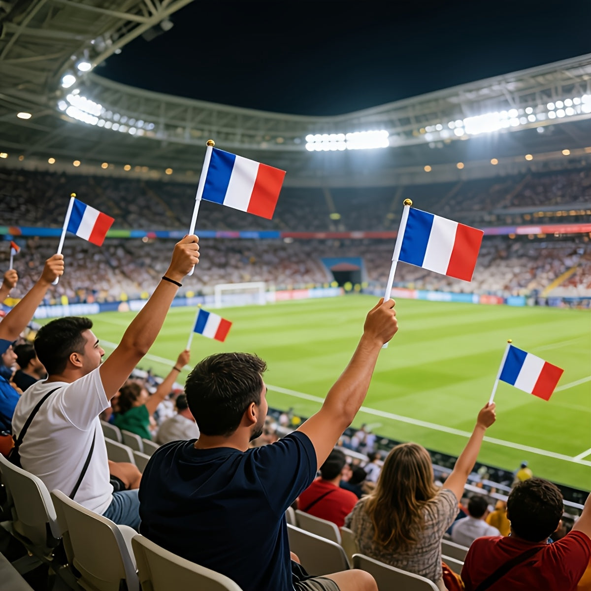 French Hand-Waving Flags 12/6 Pack for Sports & Party Decor