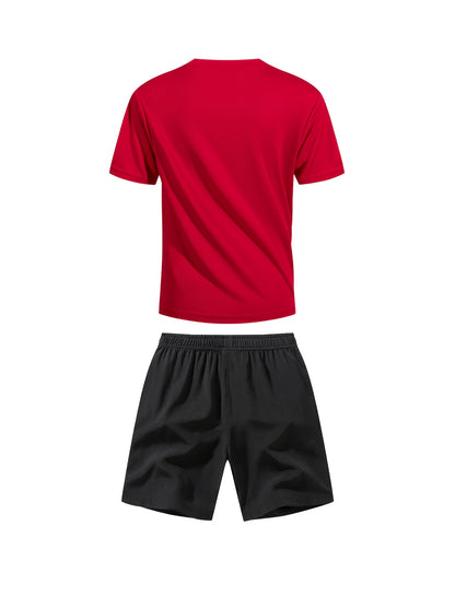Boys' Quick-Dry Summer Shirt & Shorts Set with Reflective Strips