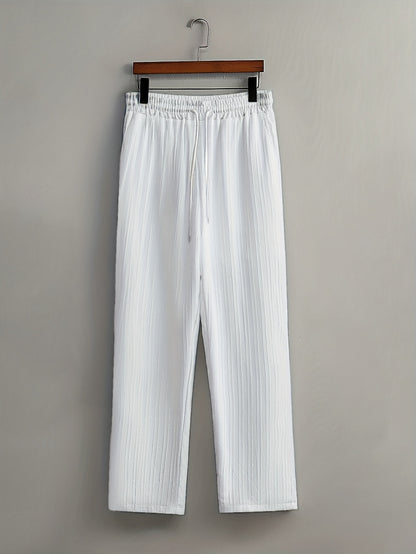 Casual 2pcs Set: Short Sleeve Stand Collar Shirt + Tie Straight Leg Pants, Suitable for Vacation Beach Outdoor Leisure Party