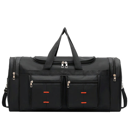 Versatile Large-Capacity Black Nylon Travel Bag for Men & Women - Durable, Adjustable Shoulder Strap, Multi-Compartment Organizer with Front Zipper Pocket - Ideal for Travel, Gym, Yoga, Camping, Work & More, Bags for Travel