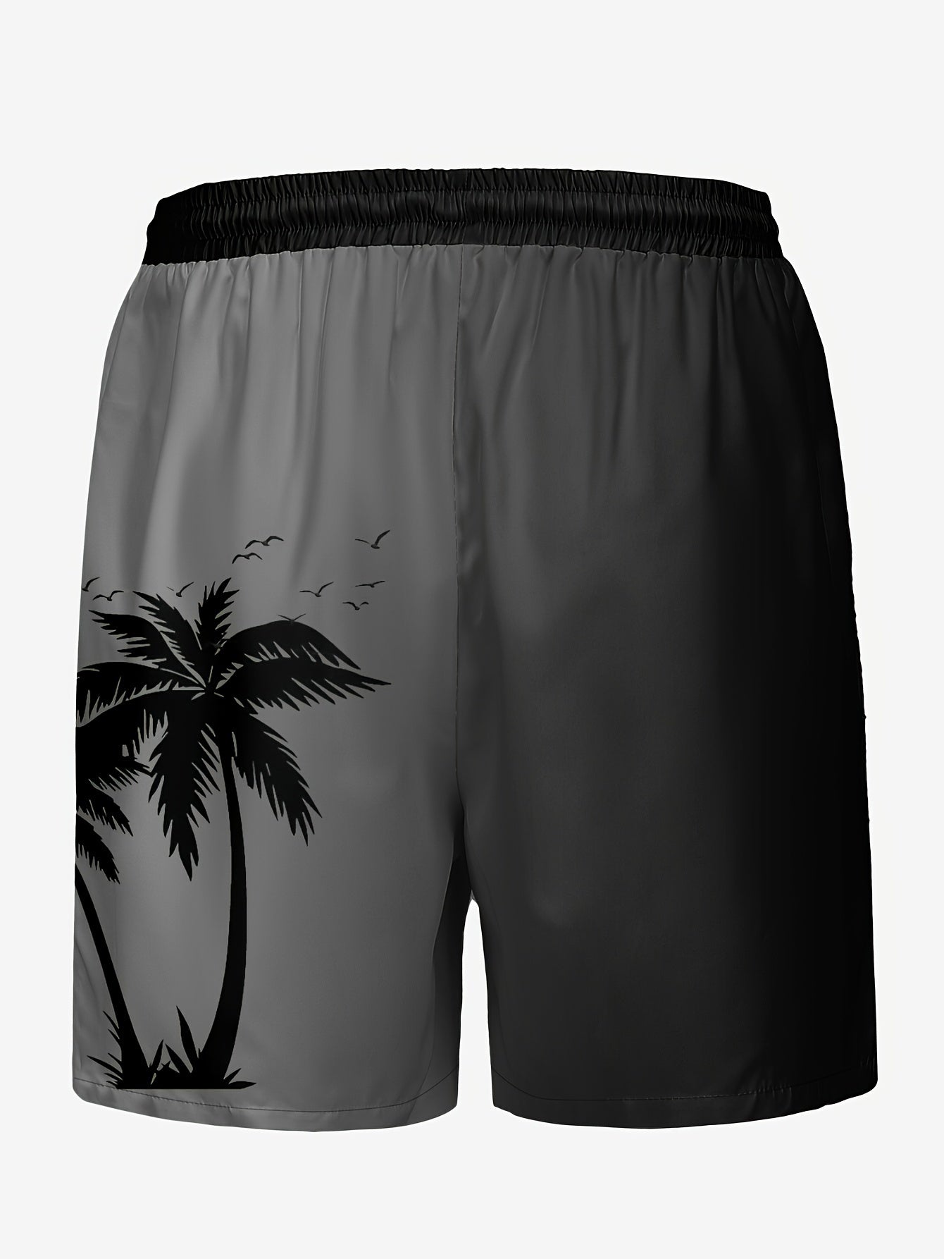 Plus Size Coconut Tree Print Casual Drawstring Beach Shorts