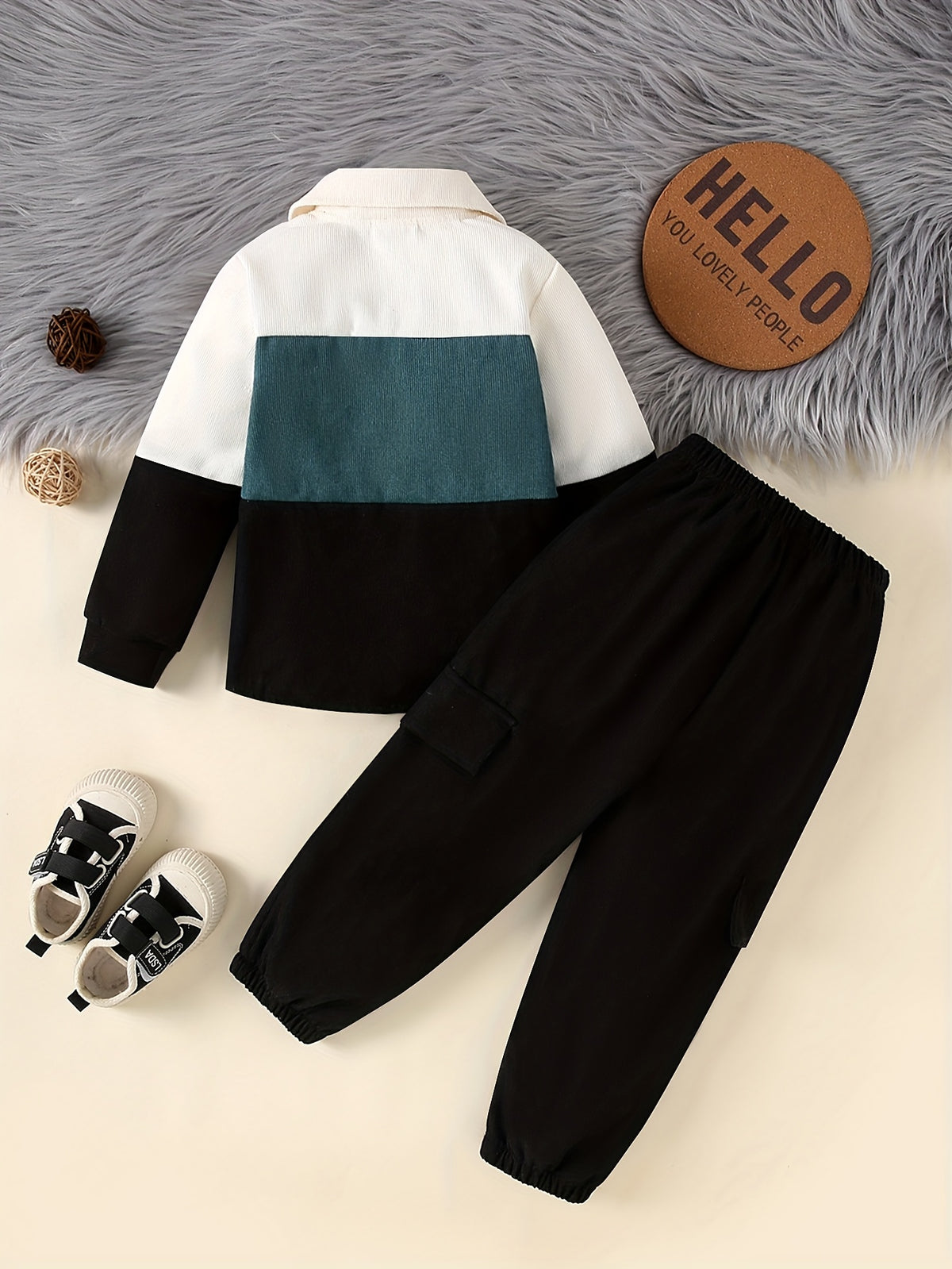 Boys' Fall-Winter Corduroy Bomber Jacket & Pants Set - ayq