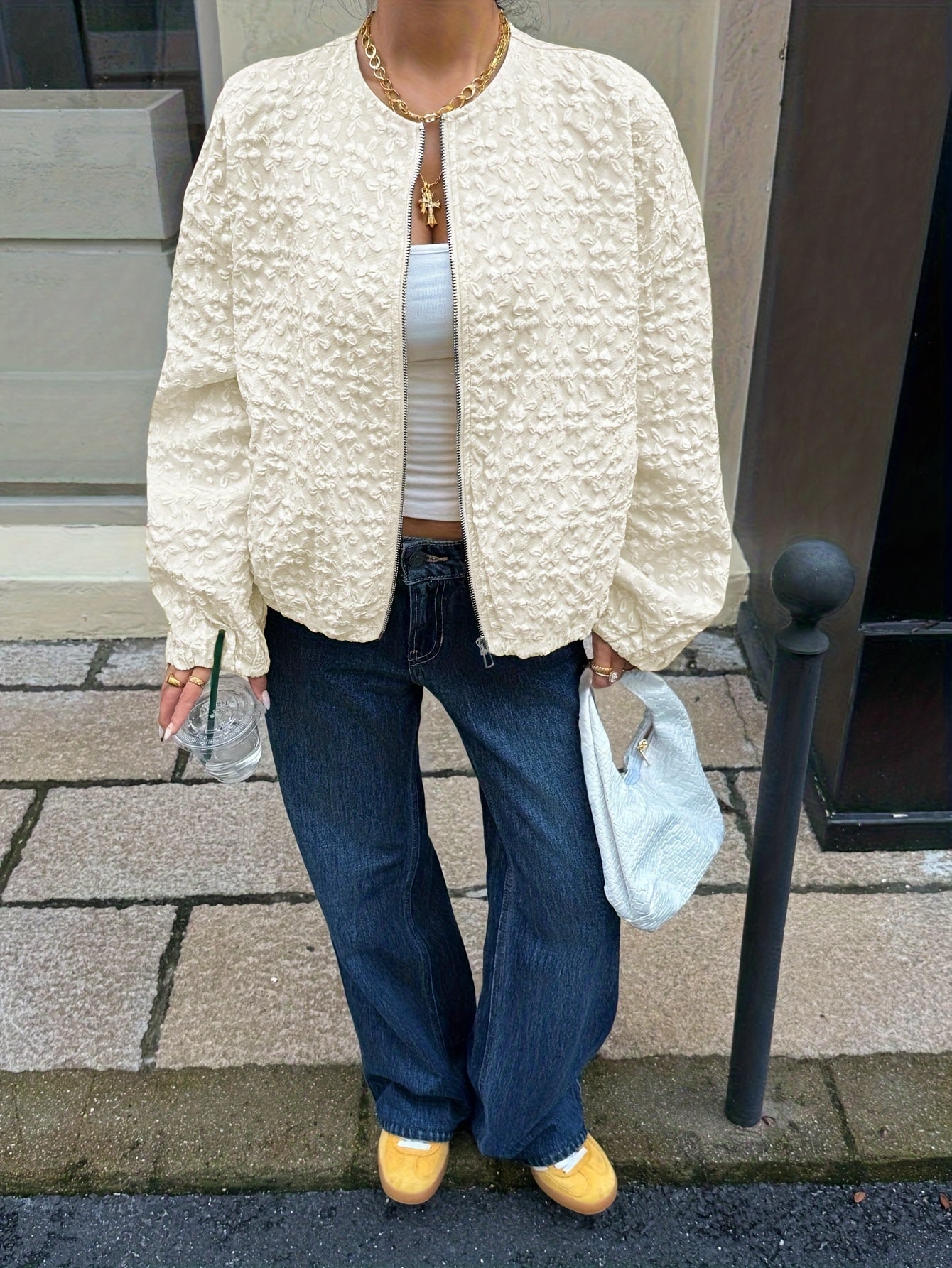 Solid Color Zip-Up Casual Jacket