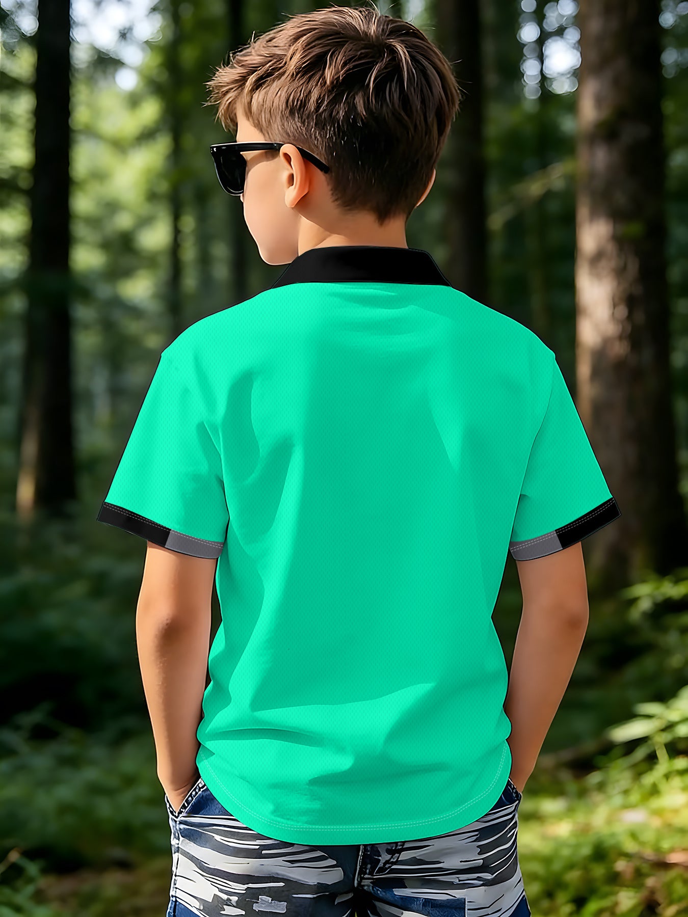 Boys' Casual Loose Fit Printed Polyester Shirt for Summer