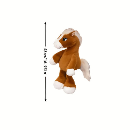1pc Cartoon Big-Eyed Horse Plush Toy 32cm/12.6in Khaki Light Brown Dark Brown Three Colors Available Suitable for Halloween Thanksgiving Christmas New Year Valentine's Day Mother's Day Carnival Easter Use in Living Room Sofa