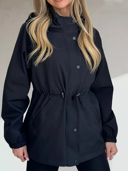 Autumn and Winter Women's Fashion Solid Color Windbreaker Jacket