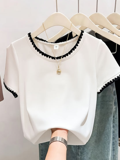 Women's Summer Cotton Crew Neck Short Sleeve T-Shirt