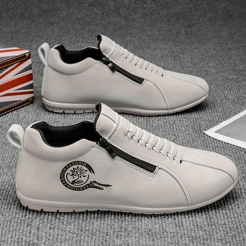New Lightweight Casual Sneakers for Men, Stylish Zip-Up Skate Shoes Ideal for Outdoor Walking And Street Fashion - ayq
