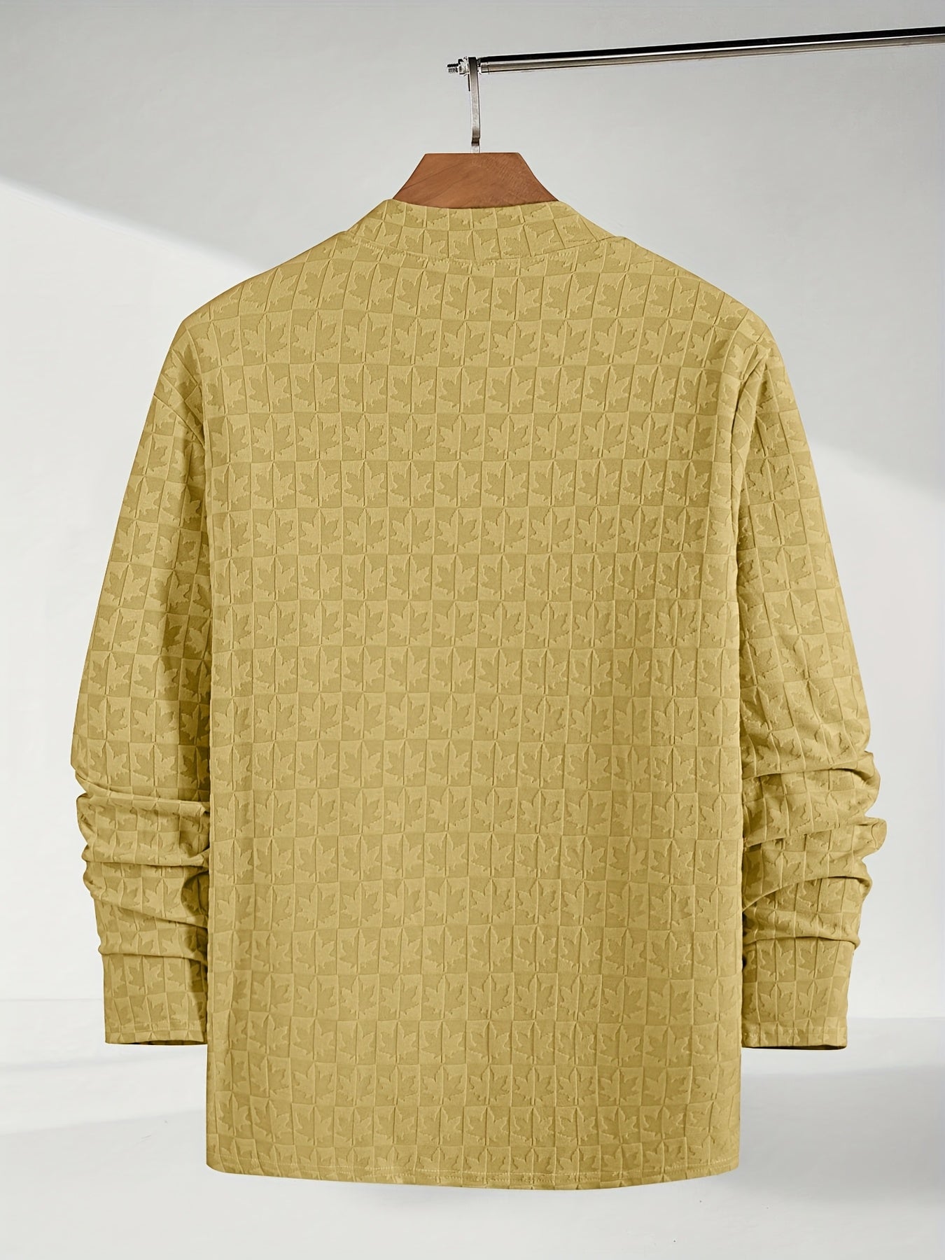 Men'S Long-Sleeve T-Shirt with a Half-High Collar, Casual Jacquard Base Layer for Outerwear, Stylish And High-Quality Top for Autumn And Winter