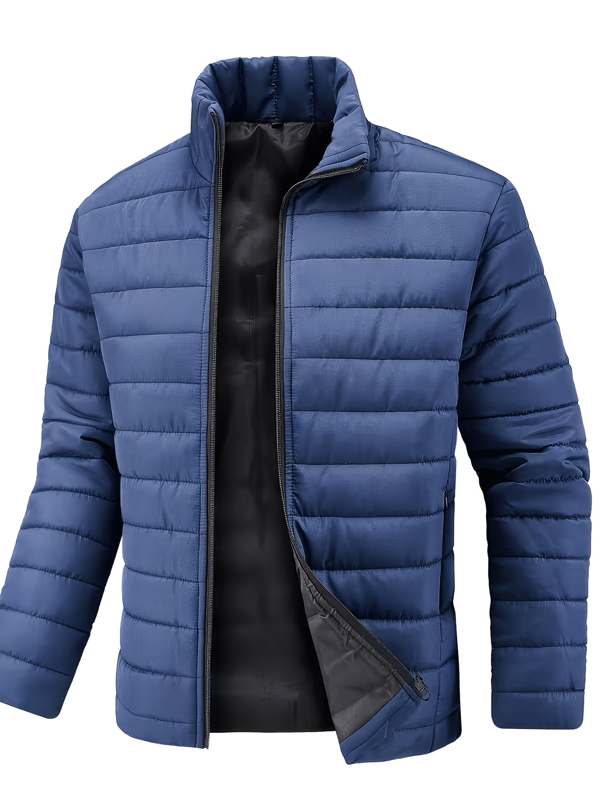 Men's Winter Slim Fit Fleece-Lined Stand Collar Coat