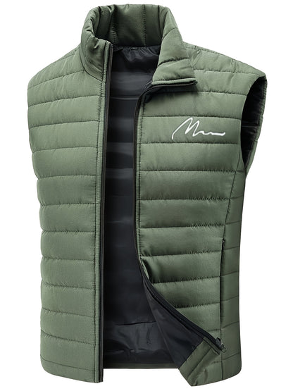 Men's Sleeveless Casual Polyester Vest - Lightweight & Warm