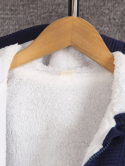 Cozy Fleece Zip-Up Hoodie & Pants Set - Beige Geometric Pattern, Long Sleeve Casual Winter Outfit with Pockets, Elastic Waistband, and Button-Up Front, Perfect for Fall/Winter, Cozy Clothing | Playful Design | Elastic Waistba