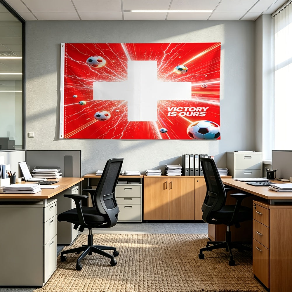 Swiss Football Fan Flag Polyester Party & Sports Banner