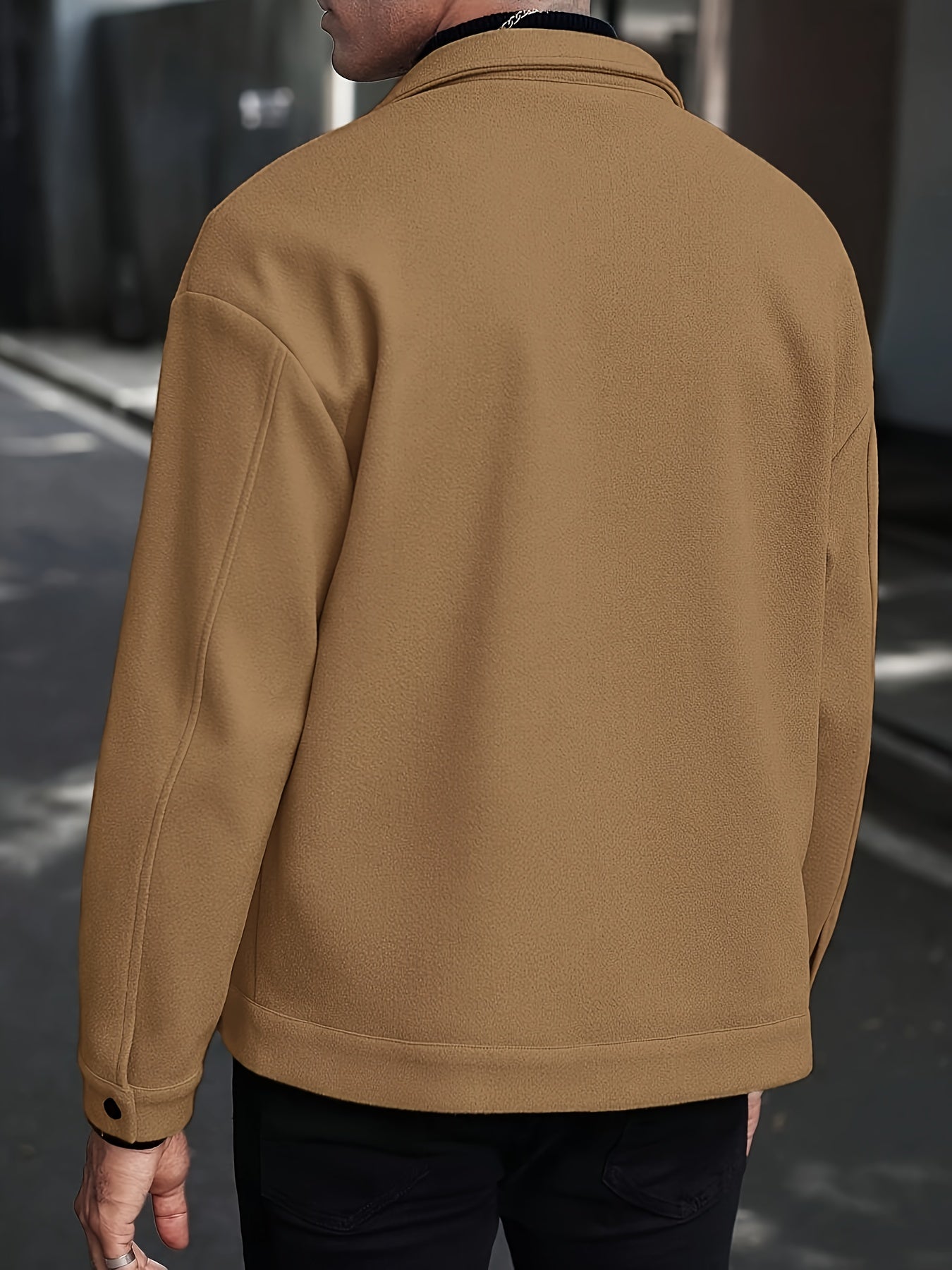 Men's European-Style Casual Jacket - Collar Button Coat, Beige/Brown/Burgundy/Tan, Machine-Washable Blazer for Spring/Fall, Tailored Fit (No) - Versatile Outerwear for Casual & Formal Events