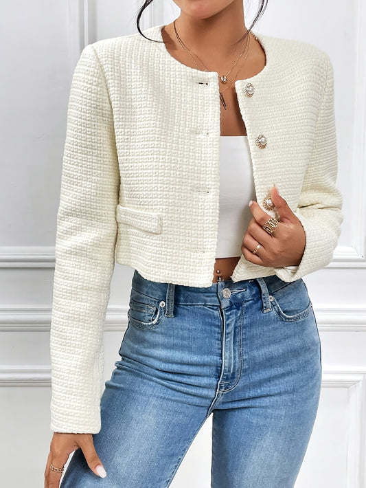 Women's Spring/Autumn Solid Color Long Sleeve Elegant Style Casual Jacket, Single-Breasted, Jacket For Women, Winter Jacket For Women, Jackets For Women, Spring Jacket, Lightweight Layering, Minimalist Fashion, Classic Silhou