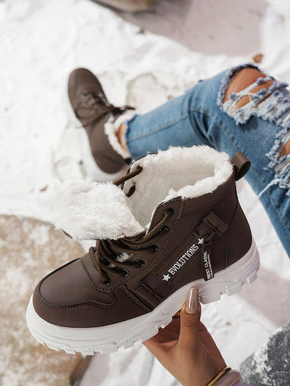 Women'S Winter Snow Boots - Warm Lined, Non-Slip, High-Top Outdoor Casual Shoes with Ribbed Cushioning, Black, Perfect for Cold Weather Activities, Winter Footwear | Stylish Winter Boots | Durable Footwear