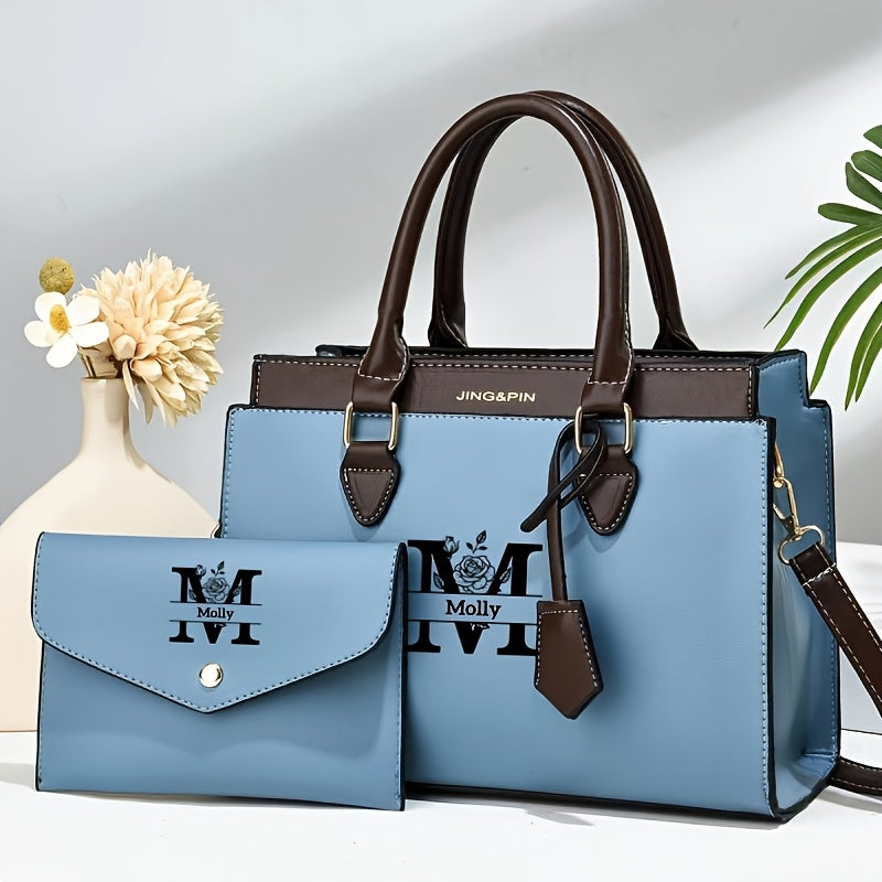 Elegant Black Women's Shoulder Bag Set with Custom Logo