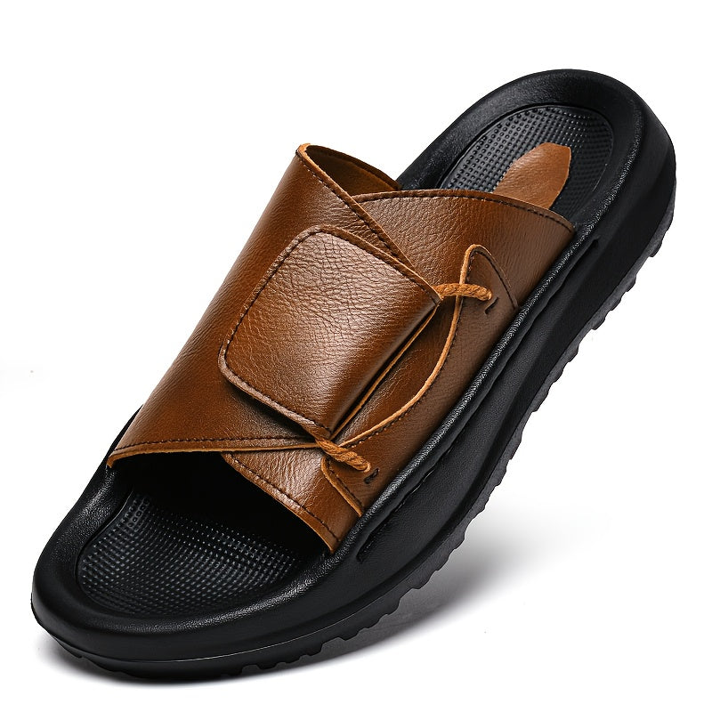 Men's Vintage All-Season Slip-On Slippers with EVA Sole