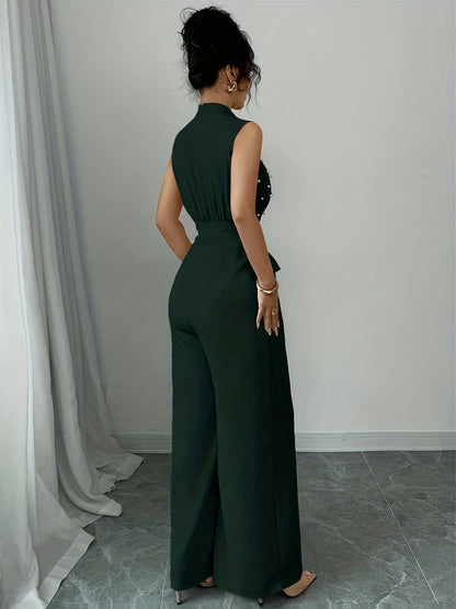 Sleeveless High-Neck Wide-Leg Jumpsuit