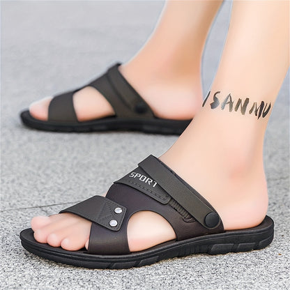 Men's Large Size Dual-purpose Outdoor Slipper for Couples, Outdoor Sports, Non-slip Soft Bottom Driving Shoes, Beach Open-toe Slippers - ayq