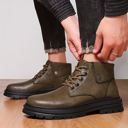 Men's Vintage Short Ankle Boots with Split Leather Upper